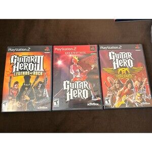 Guitar Hero PlayStation 2 PS2 Lot 3 Games Bundle With Manuals Good Condition